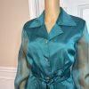 TALBOTS Women Green Silk Like Sheer Long Sleeves Button Down Blouse Size 6