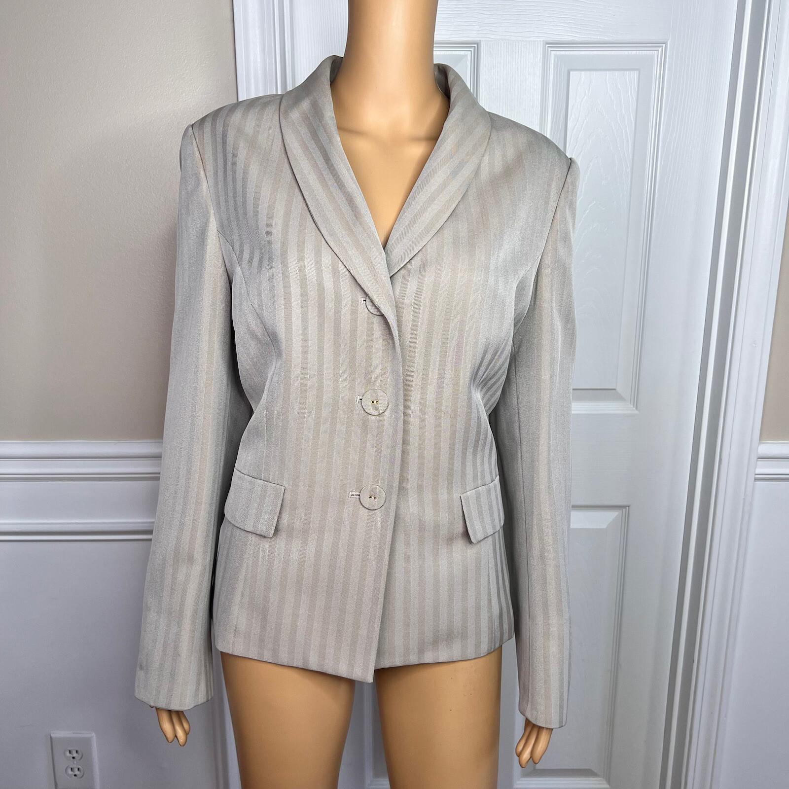 LE SUIT Women 1PC Beige Polyester Lined Shawl Collar Career Blazer Size 14