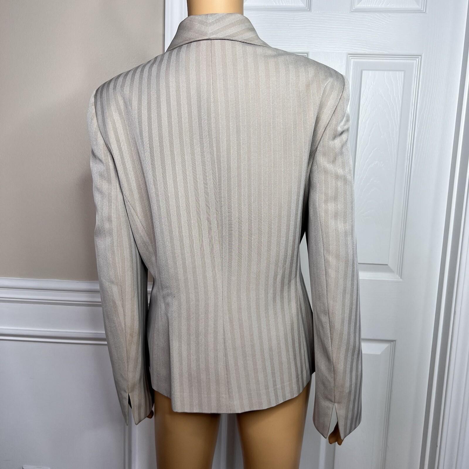 LE SUIT Women 1PC Beige Polyester Lined Shawl Collar Career Blazer Size 14