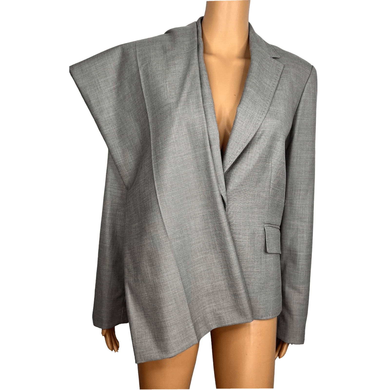 Nine West Polyester Rayon Stretch Pant Suit 10 Gray Notch Collar Business 2PC
