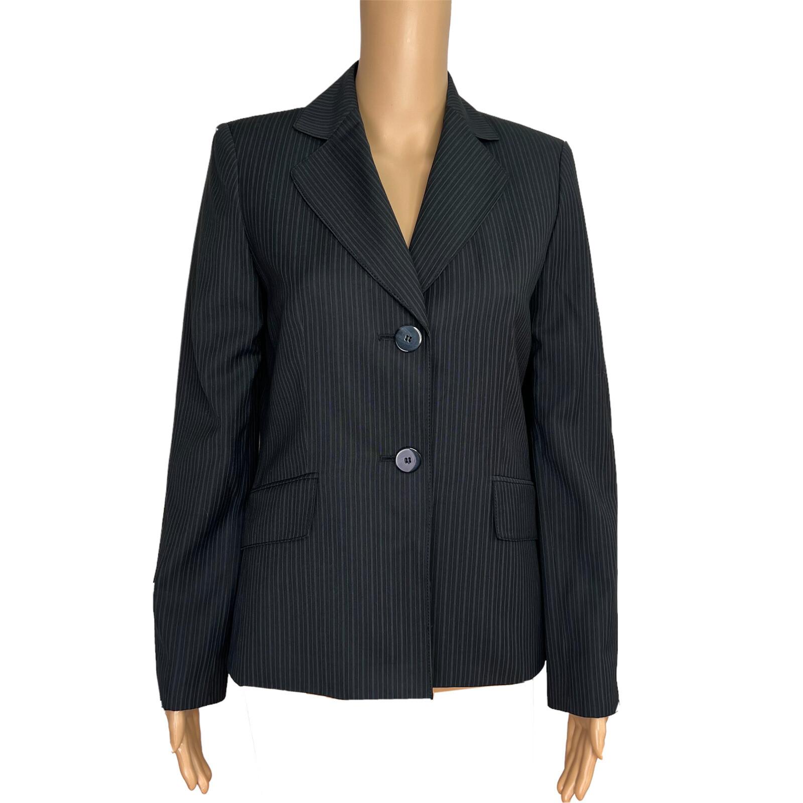 KASPER Women 1PC Black Striped Polyester Rayon Lined Career Blazer Size 4