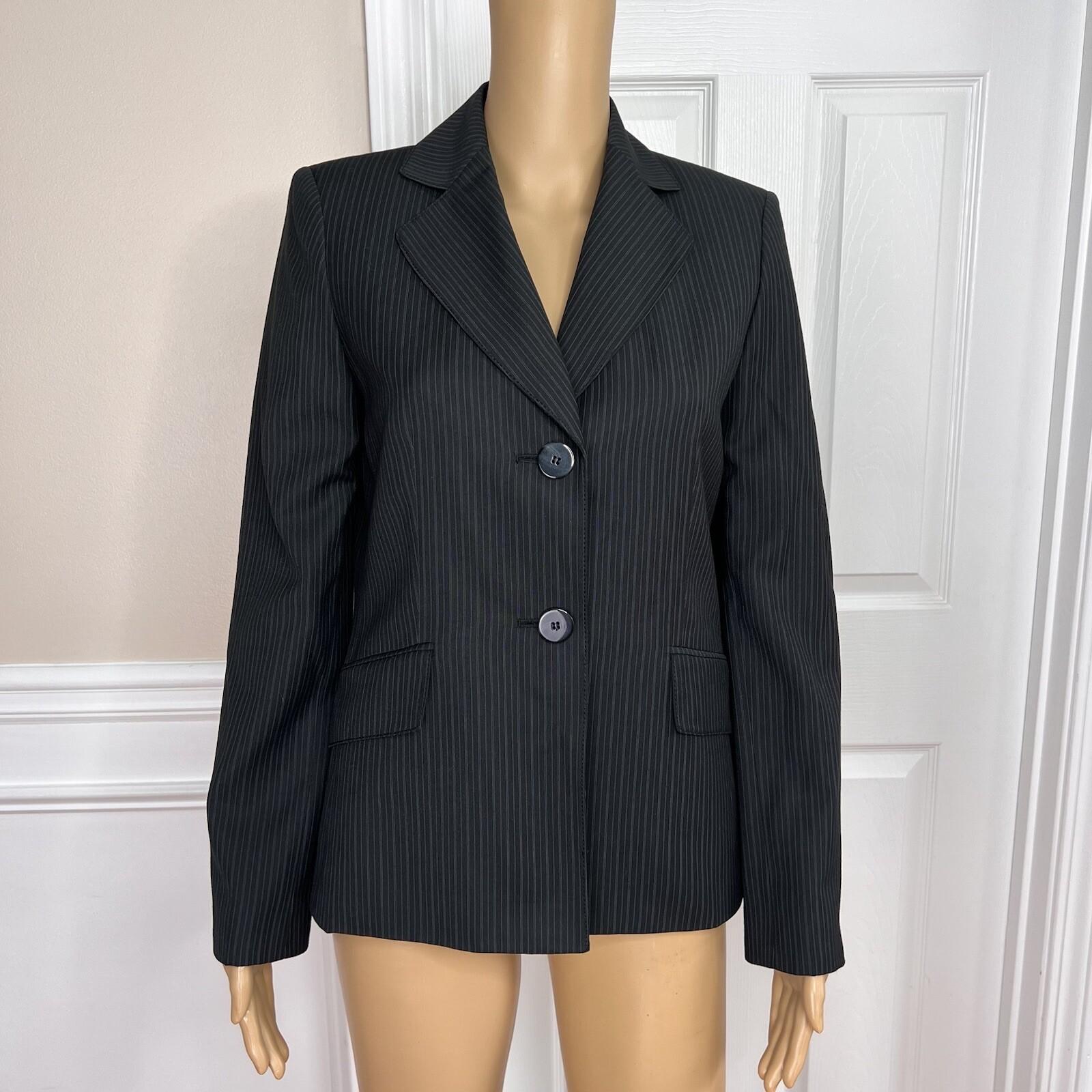 KASPER Women 1PC Black Striped Polyester Rayon Lined Career Blazer Size 4