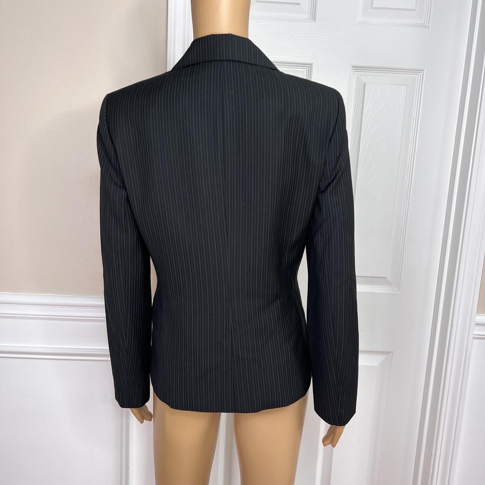 KASPER Women 1PC Black Striped Polyester Rayon Lined Career Blazer Size 4