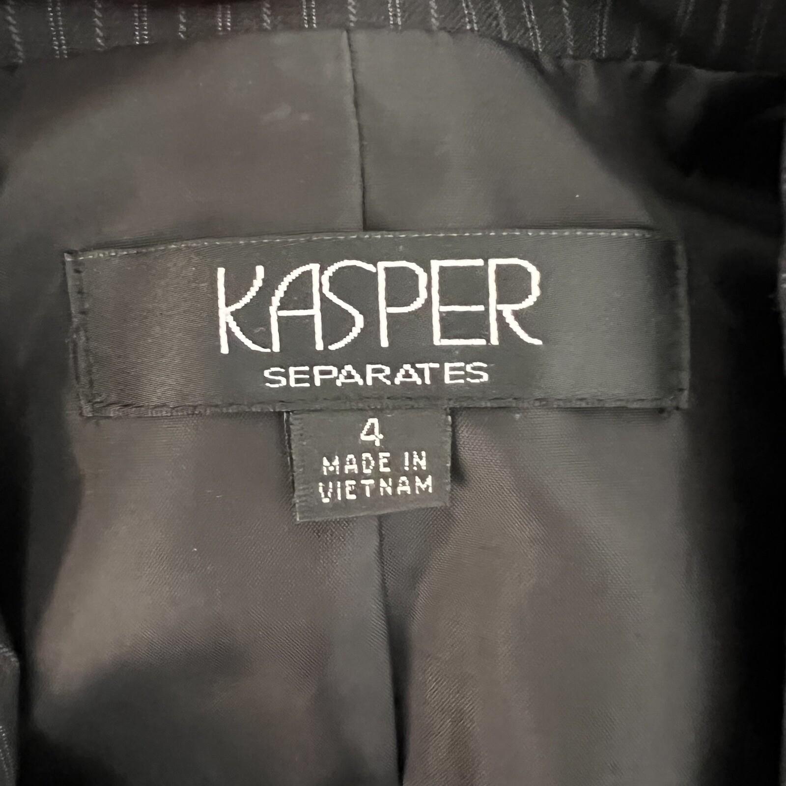 KASPER Women 1PC Black Striped Polyester Rayon Lined Career Blazer Size 4