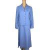 Talbots Linen Rayon Dress Suit 8 Light Blue Sleeveless Business Cocktail 2PC