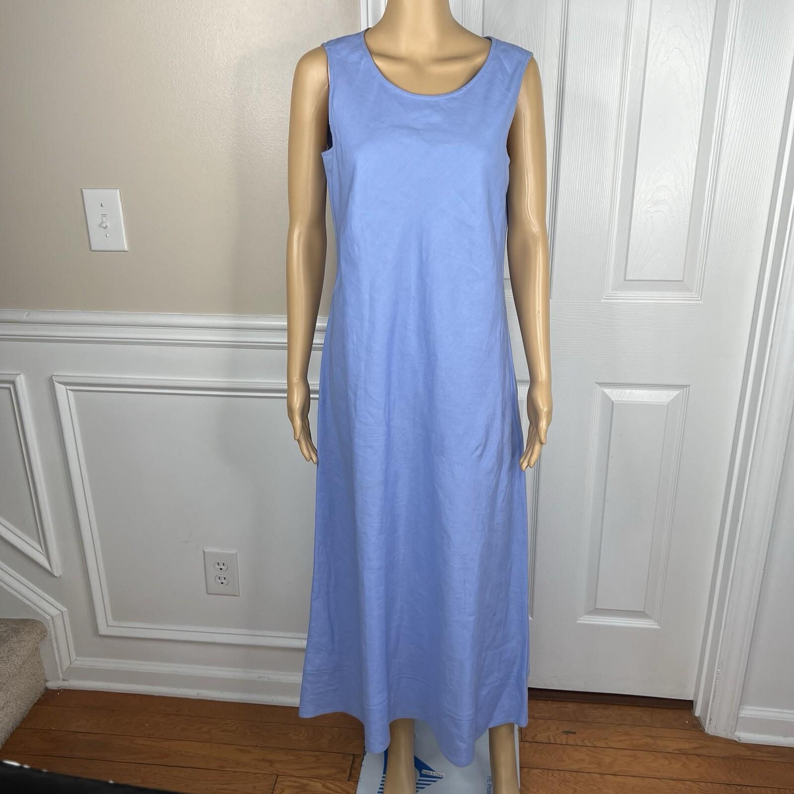 Talbots Linen Rayon Dress Suit 8 Light Blue Sleeveless Business Cocktail 2PC