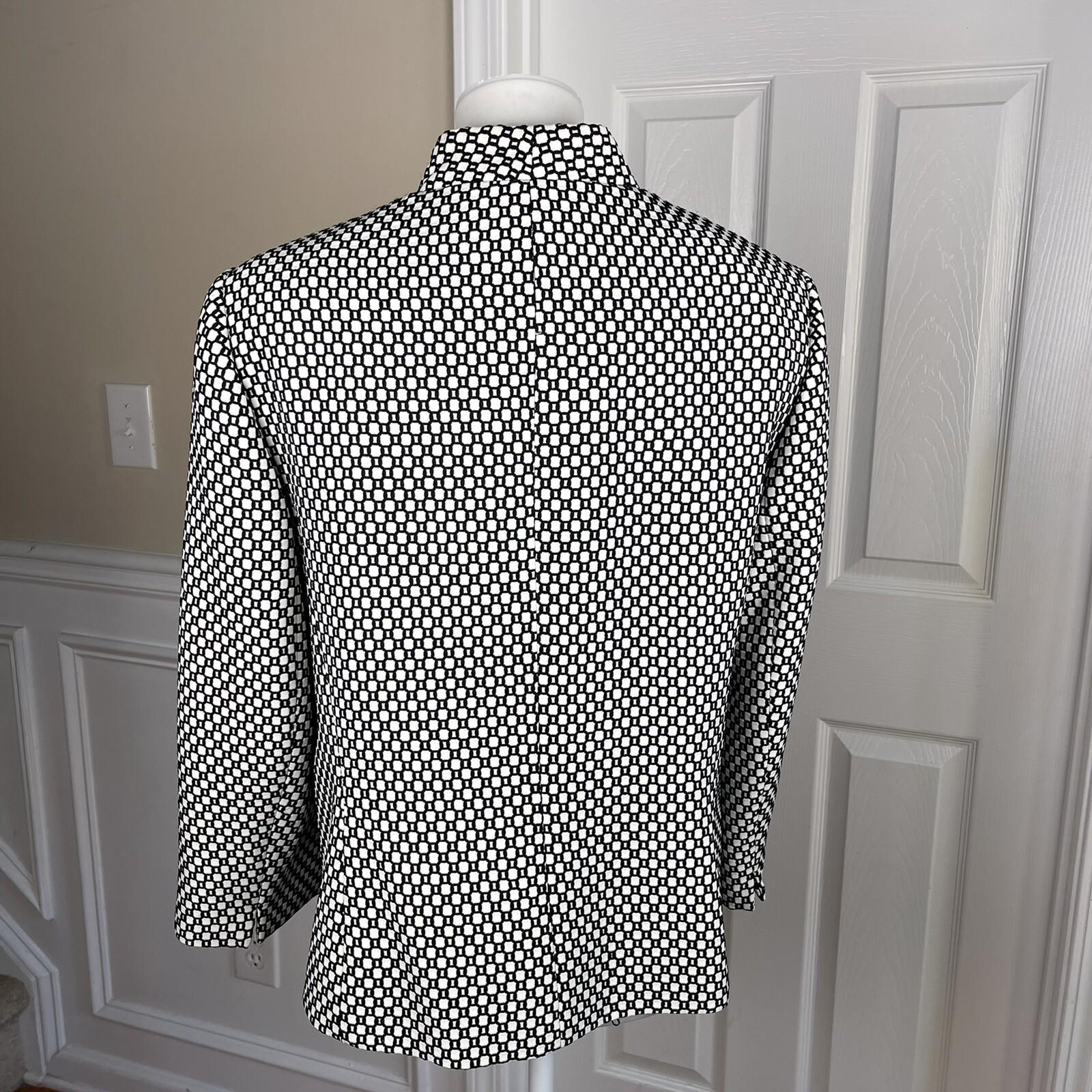 Jones Studio Polyester Blazer Suit Size 14W Black White Lined Open Front Pockets