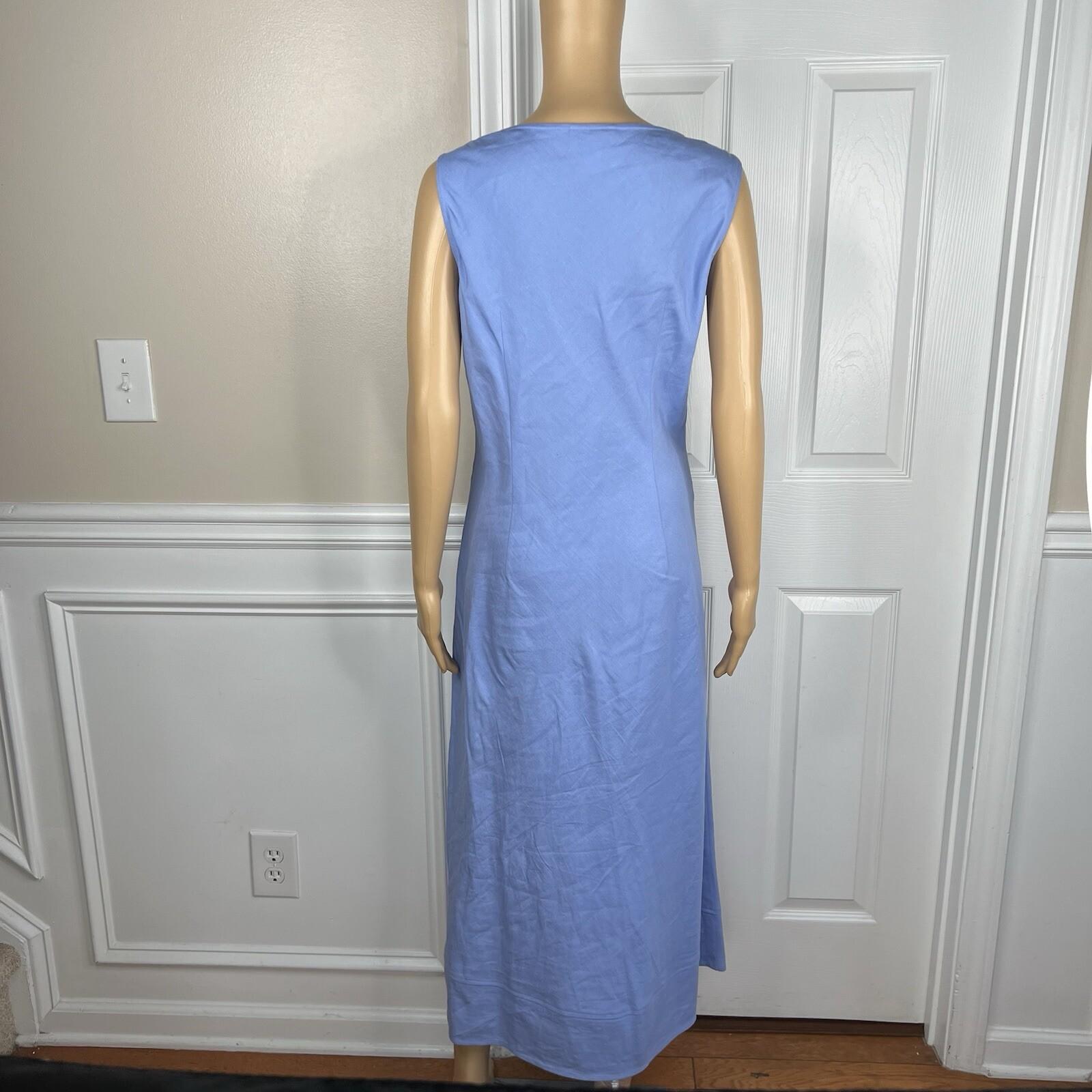 Talbots Linen Rayon Dress Suit 8 Light Blue Sleeveless Business Cocktail 2PC