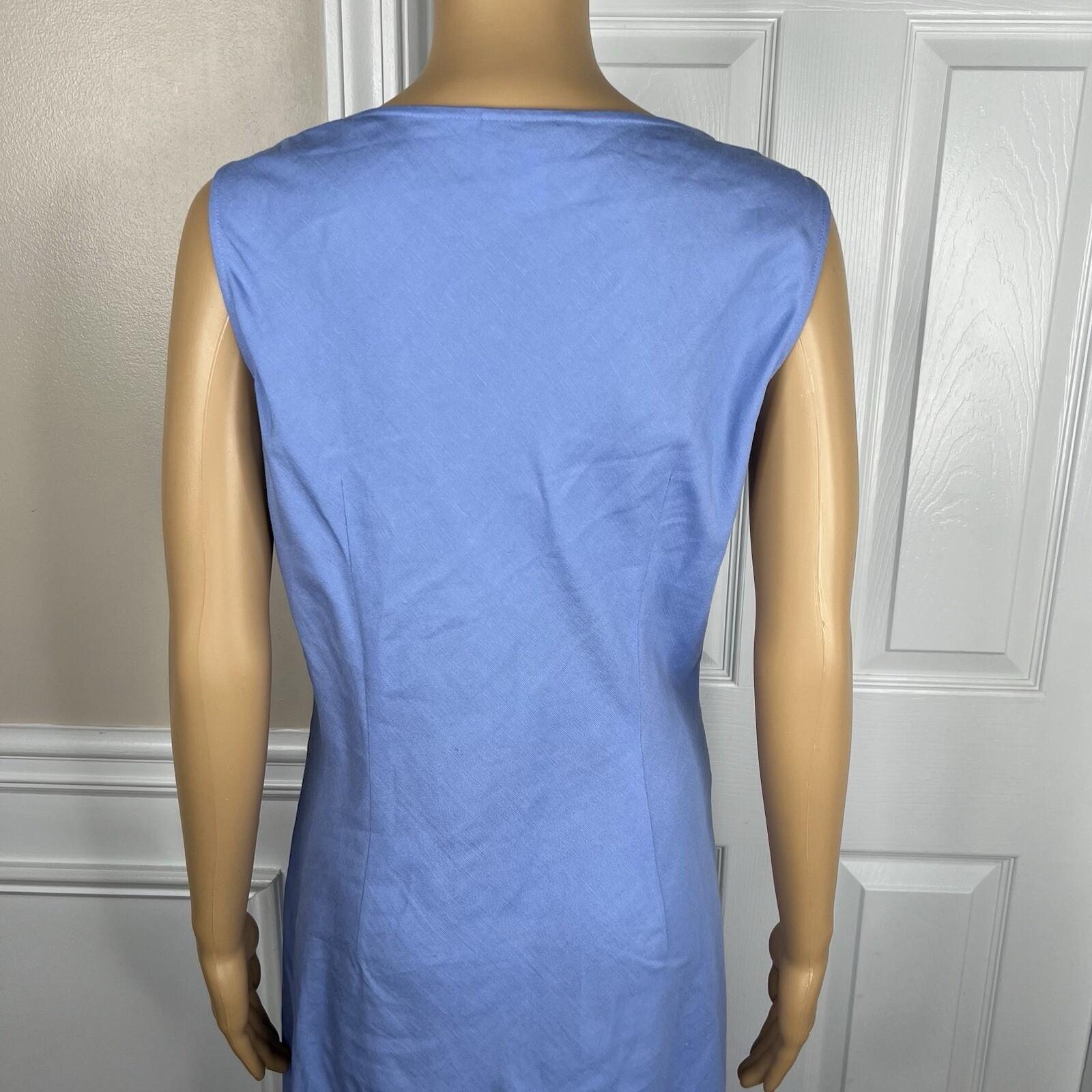 Talbots Linen Rayon Dress Suit 8 Light Blue Sleeveless Business Cocktail 2PC
