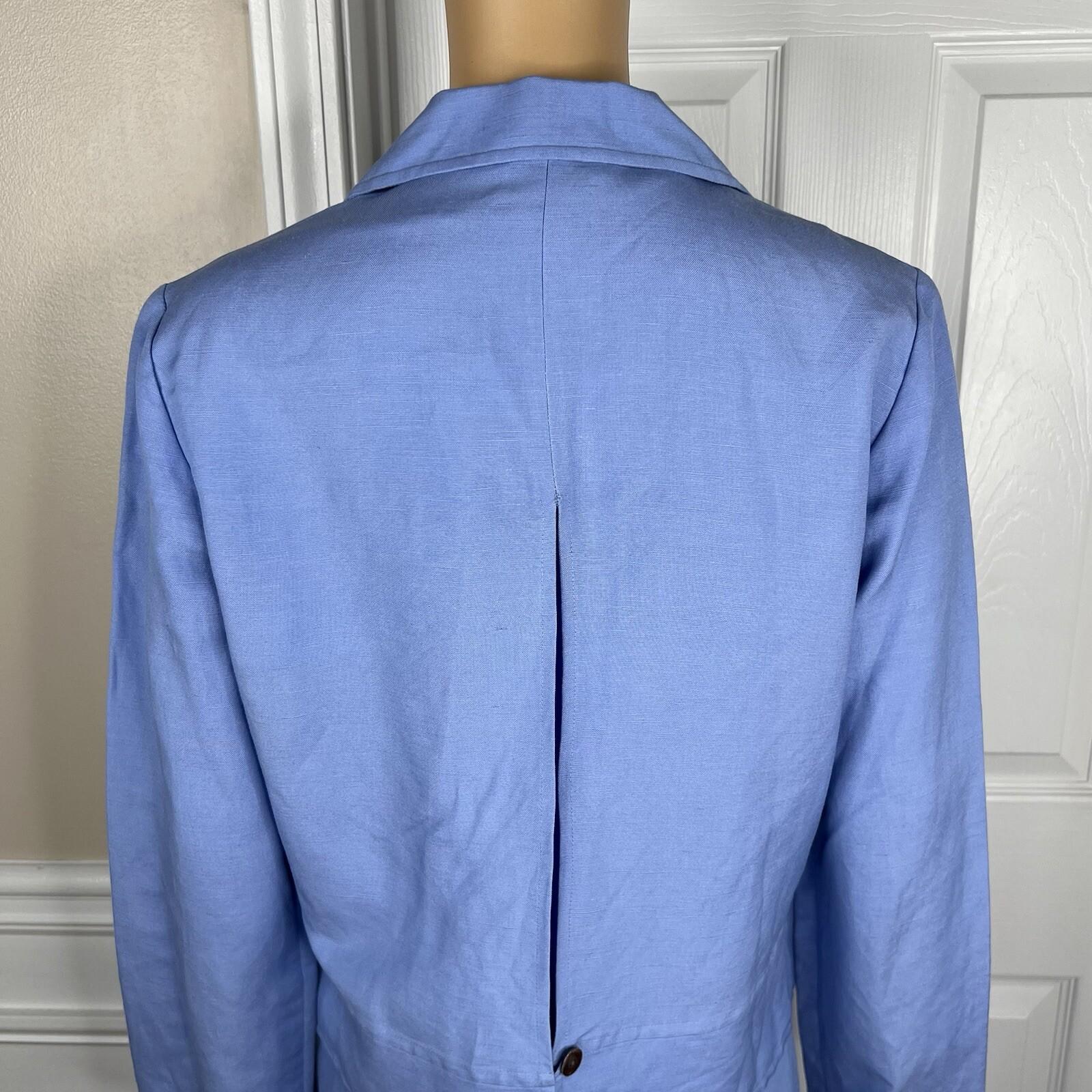 Talbots Linen Rayon Dress Suit 8 Light Blue Sleeveless Business Cocktail 2PC
