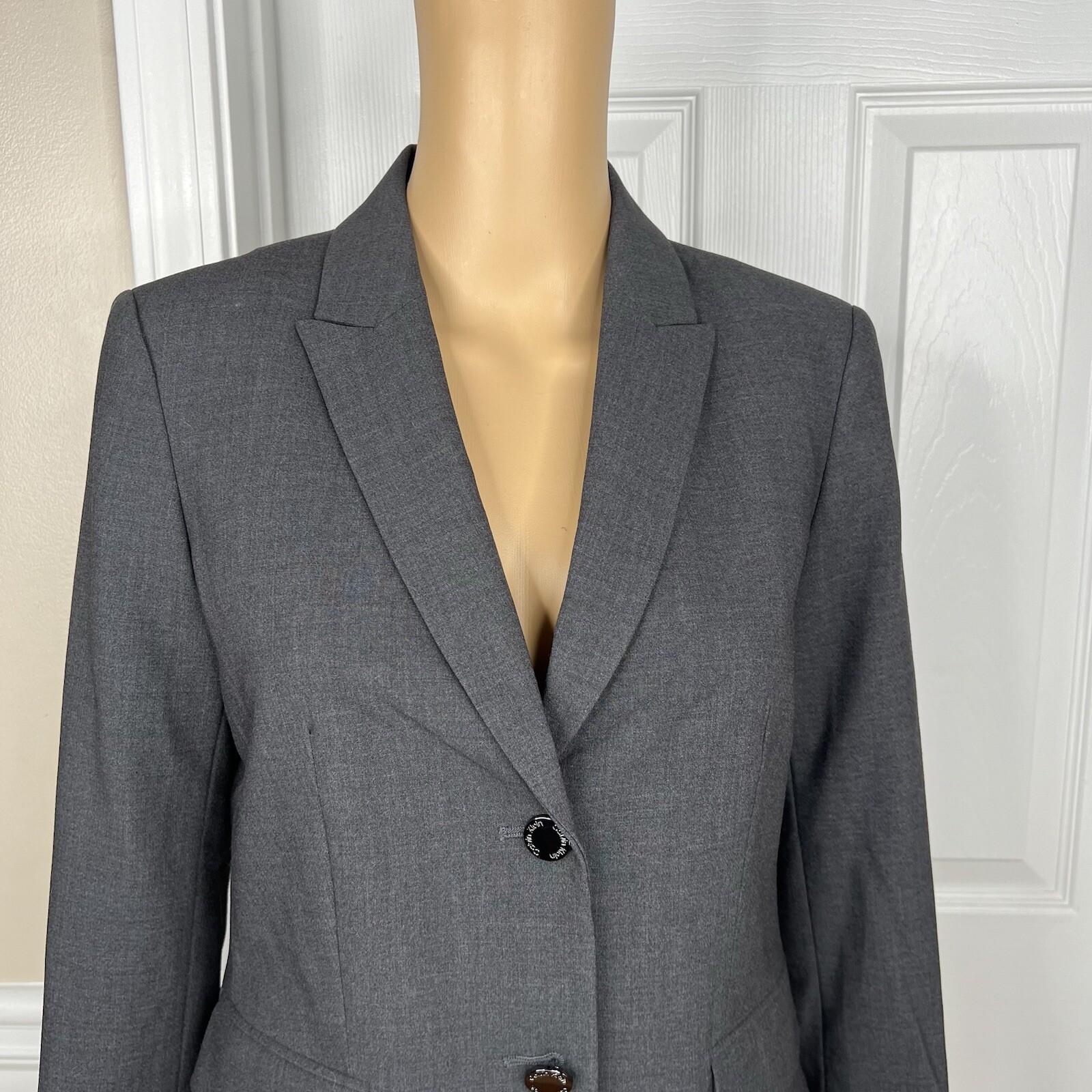 Calvin Klein Women Polyester Rayon Stretch Pant 2 Suit 4 Charcoal Gray 2PC