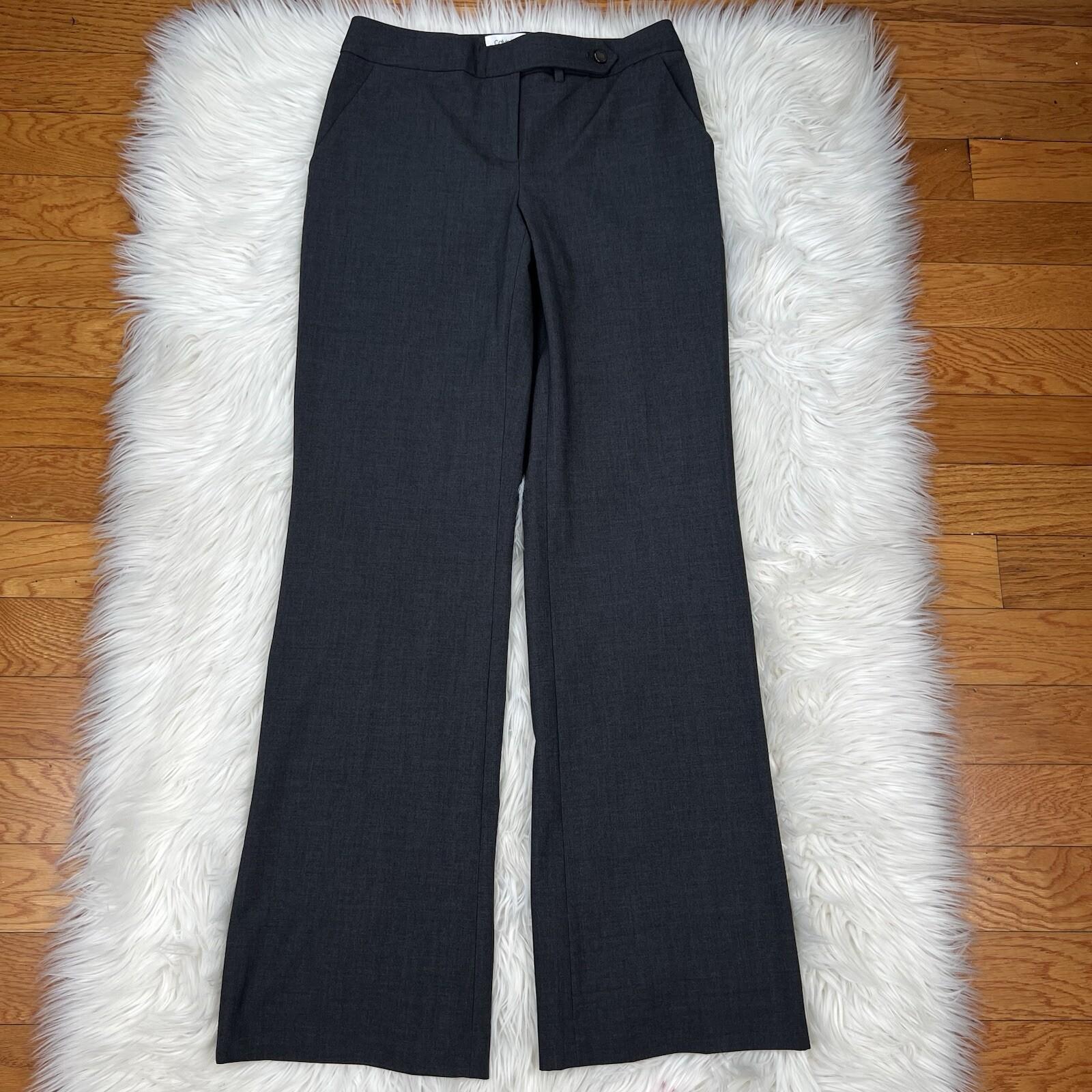 Calvin Klein Women Polyester Rayon Stretch Pant 2 Suit 4 Charcoal Gray 2PC