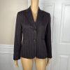 Ann Taylor Virgin Wool Pant 4 Suit 4P Dark Brown Striped Lined Business 2PC