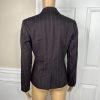 Ann Taylor Virgin Wool Pant 4 Suit 4P Dark Brown Striped Lined Business 2PC