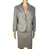 10-4936.jpg New York & Company Polyester Viscose Spandex Skirt 12 Suit 14 Sand Striped 2PC