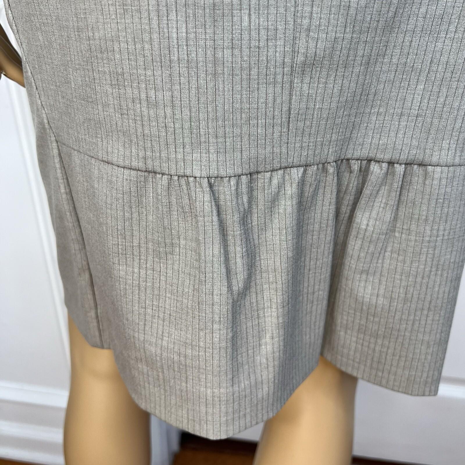 10-4945.jpg New York & Company Polyester Viscose Spandex Skirt 12 Suit 14 Sand Striped 2PC