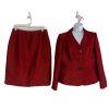 Kasper Polyester Rayon Skirt Suit 8P Red Shawl Collar Single Breasted Lined 2PC