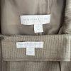 10-4948.jpg New York & Company Polyester Viscose Spandex Skirt 12 Suit 14 Sand Striped 2PC