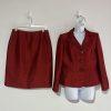 Kasper Polyester Rayon Skirt Suit 8P Red Shawl Collar Single Breasted Lined 2PC