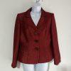 Kasper Polyester Rayon Skirt Suit 8P Red Shawl Collar Single Breasted Lined 2PC