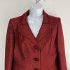 Kasper Polyester Rayon Skirt Suit 8P Red Shawl Collar Single Breasted Lined 2PC