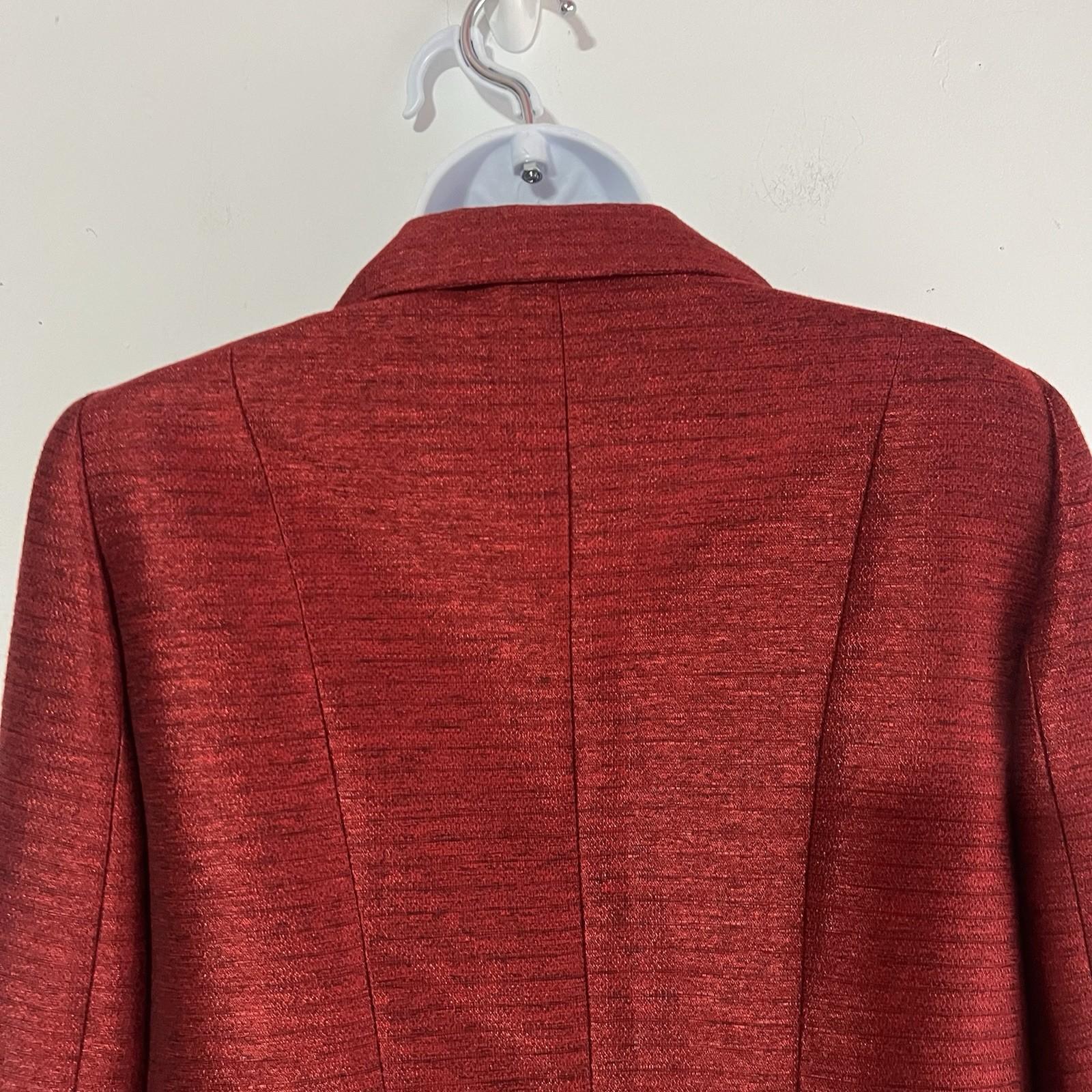 Kasper Polyester Rayon Skirt Suit 8P Red Shawl Collar Single Breasted Lined 2PC