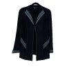 Ming Wang Women Cardigan Jacket Size S Blue Black Single breasted Long Sleeves