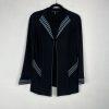 Ming Wang Women Cardigan Jacket Size S Blue Black Single breasted Long Sleeves