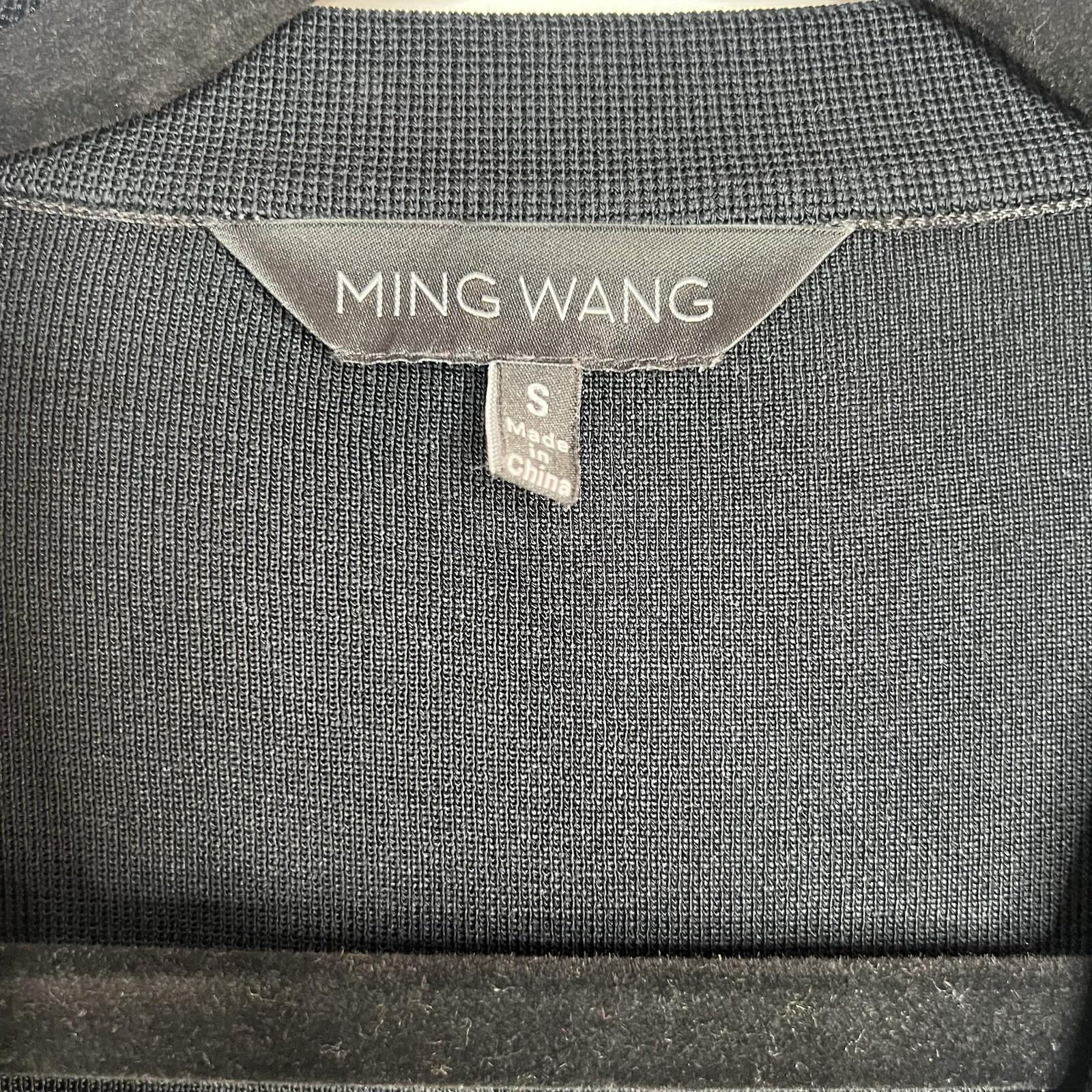 Ming Wang Women Cardigan Jacket Size S Blue Black Single breasted Long Sleeves