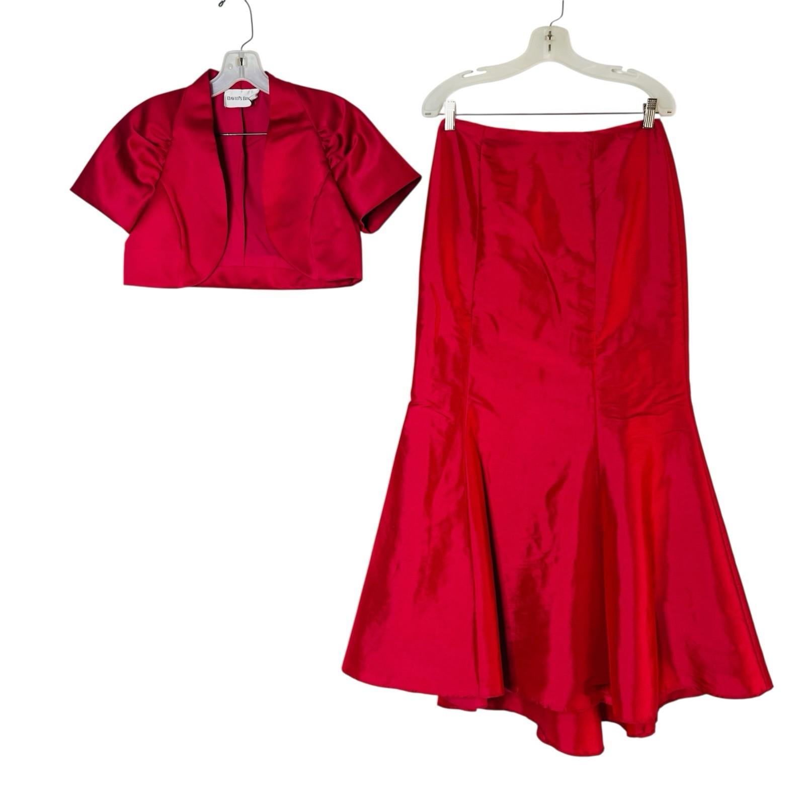 10-4964.jpg David's Bridal Organza Maxi Skirt Cropped Top Size 6 Fuchsia Party Princess