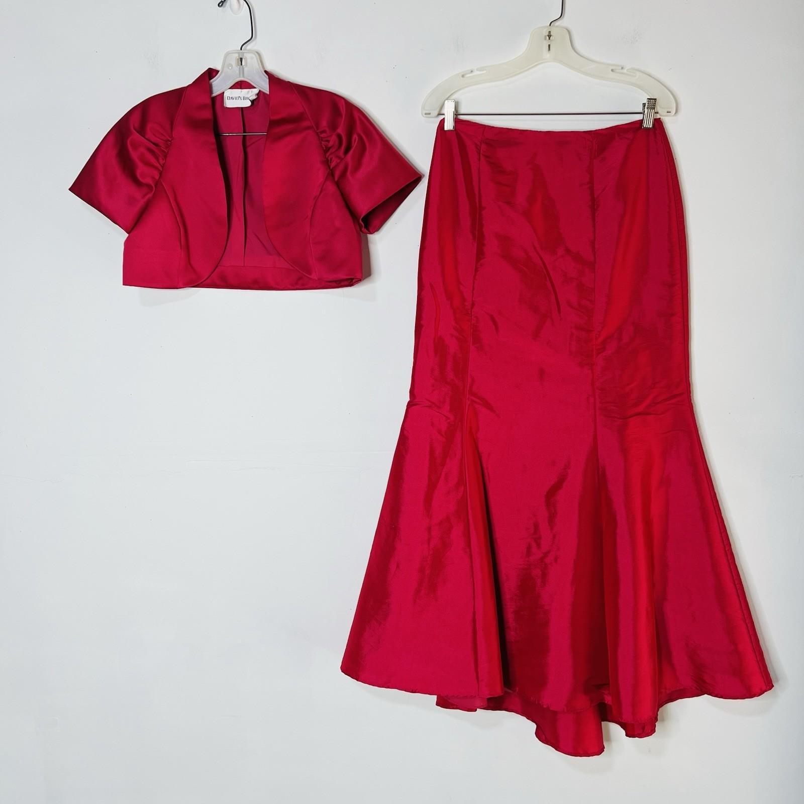 10-4965.jpg David's Bridal Organza Maxi Skirt Cropped Top Size 6 Fuchsia Party Princess