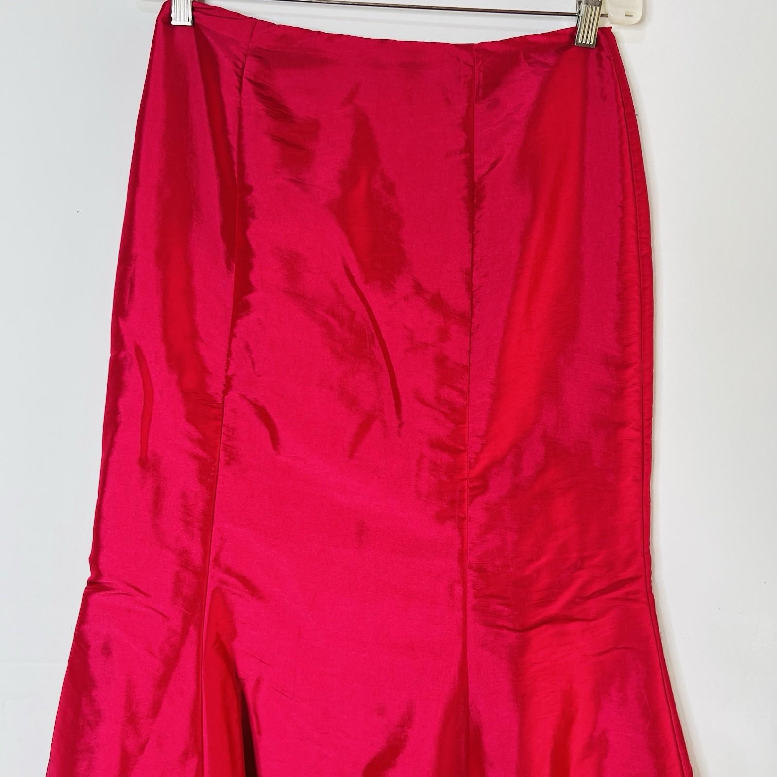 10-4967.jpg David's Bridal Organza Maxi Skirt Cropped Top Size 6 Fuchsia Party Princess