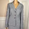 Le Suit Women Polyester Skirt Suit Size 12 Light Gray Lined Notch Collar 2 PC