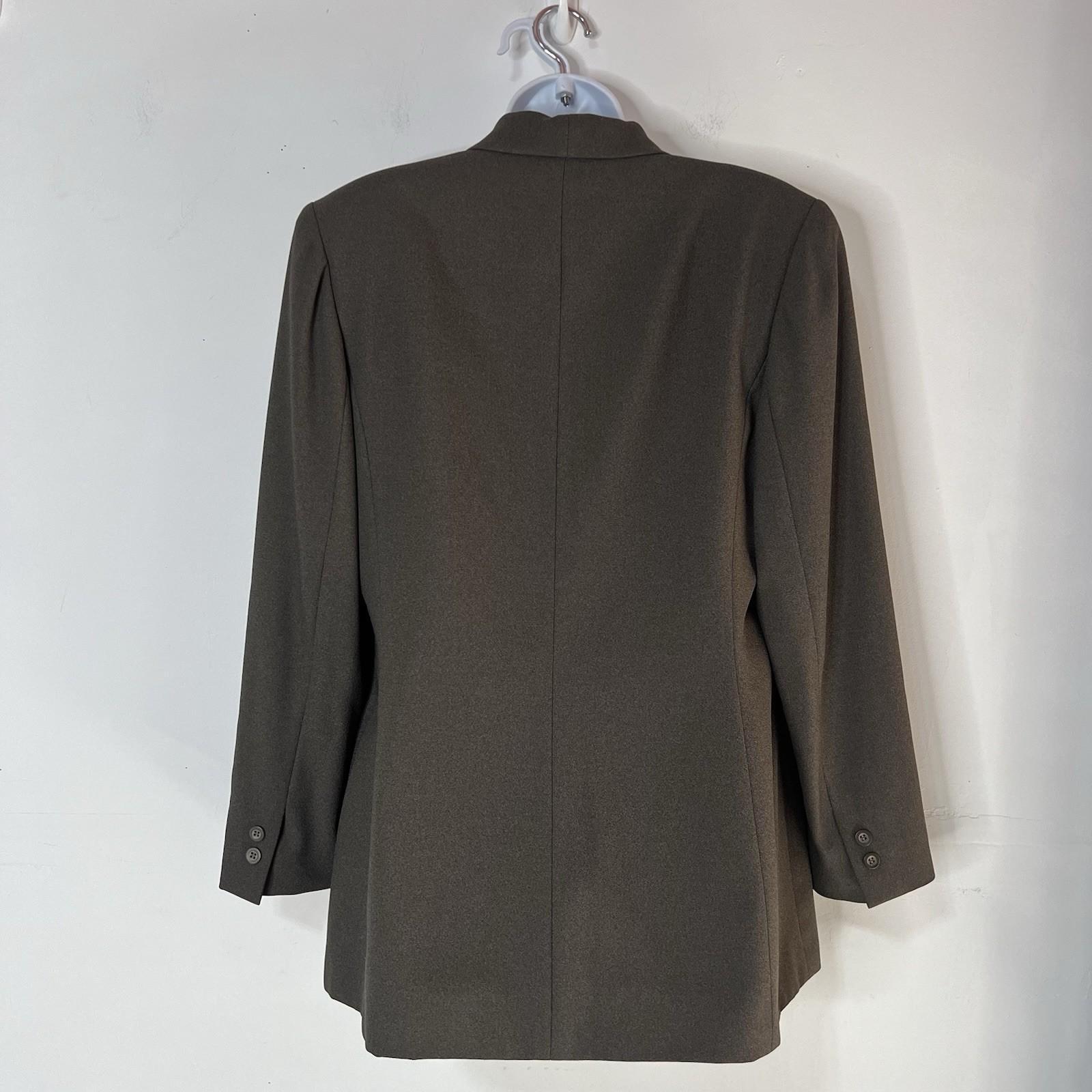 Kasper ASL Polyester Acetate Skirt Suit Size 12 Military Green Shawl Collar 2PC