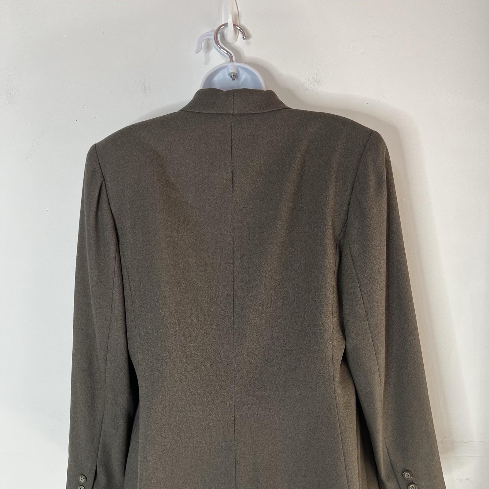 Kasper ASL Polyester Acetate Skirt Suit Size 12 Military Green Shawl Collar 2PC