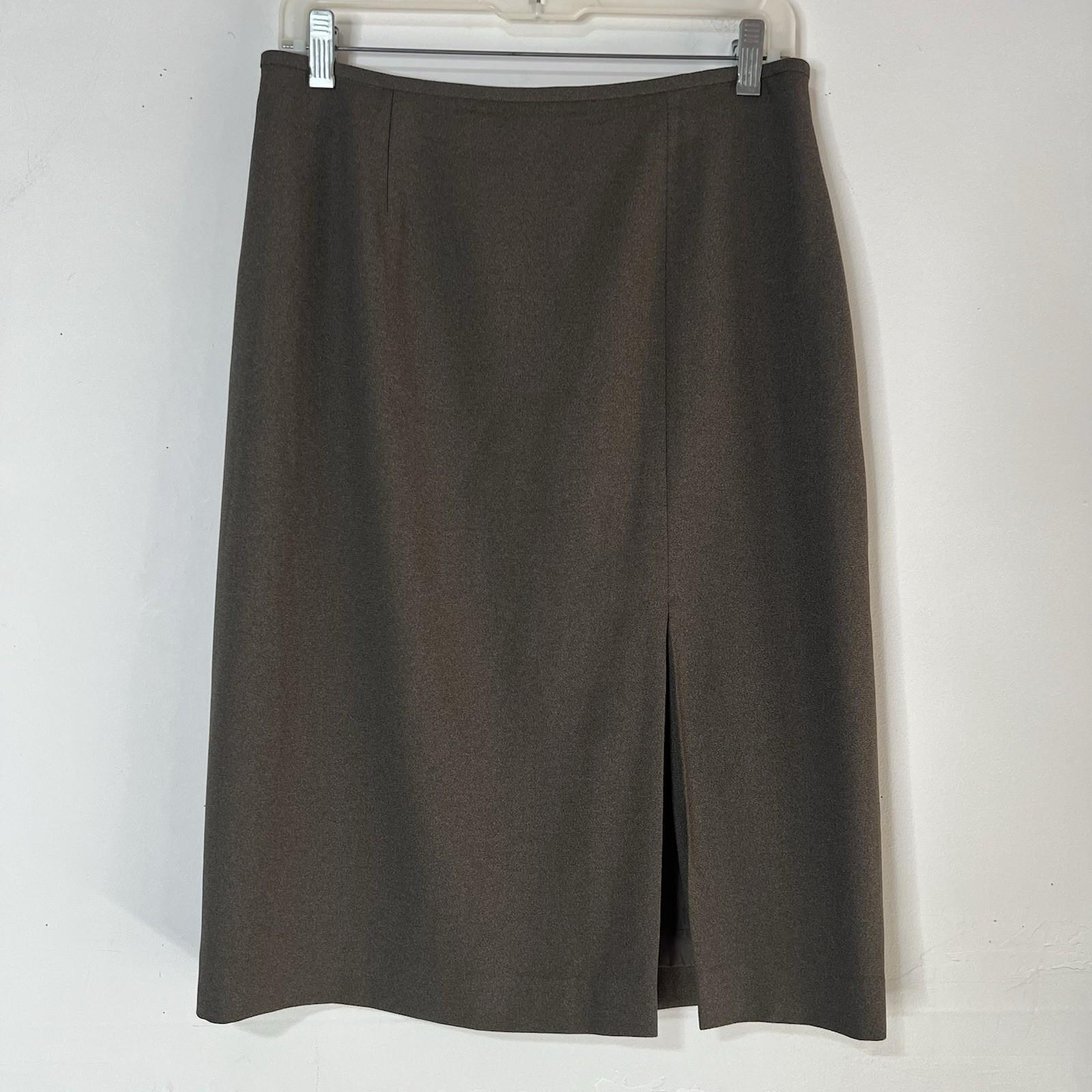 Kasper ASL Polyester Acetate Skirt Suit Size 12 Military Green Shawl Collar 2PC