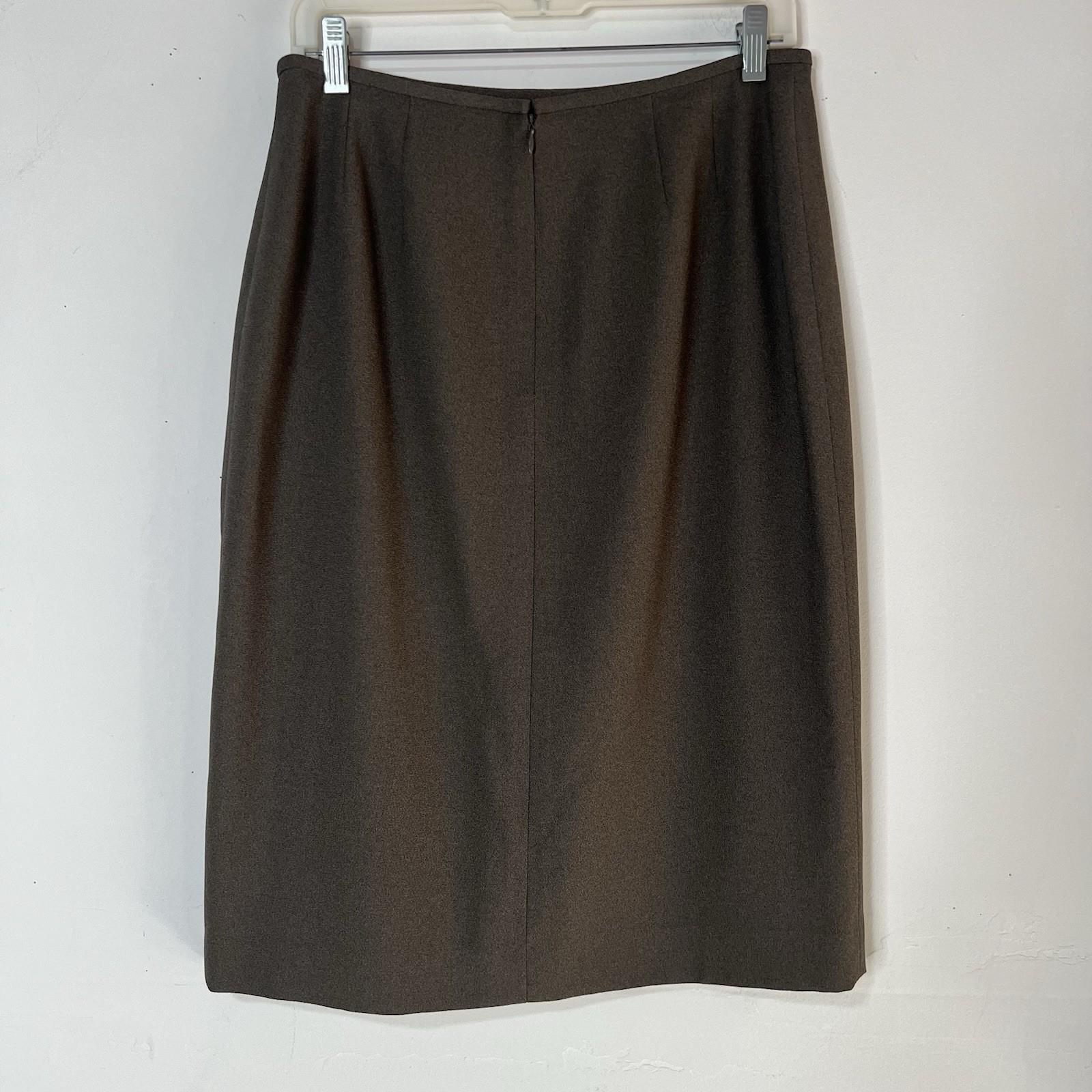 Kasper ASL Polyester Acetate Skirt Suit Size 12 Military Green Shawl Collar 2PC