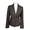 10-4984.jpg Nine West Women Polyester Blazer Size 4 Dark Green Lined Peak Collar 1 Piece