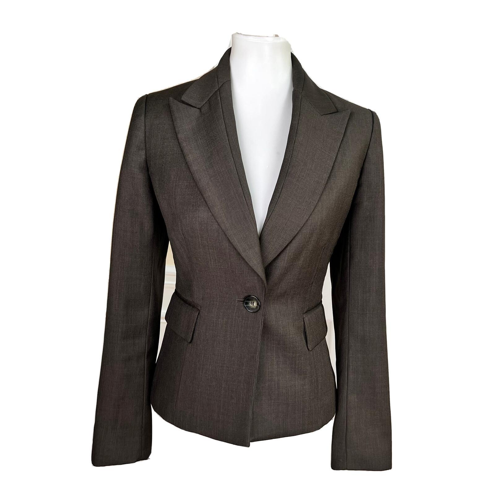 10-4984.jpg Nine West Women Polyester Blazer Size 4 Dark Green Lined Peak Collar 1 Piece