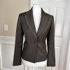 10-4985.jpg Nine West Women Polyester Blazer Size 4 Dark Green Lined Peak Collar 1 Piece