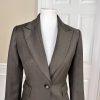 10-4986.jpg Nine West Women Polyester Blazer Size 4 Dark Green Lined Peak Collar 1 Piece
