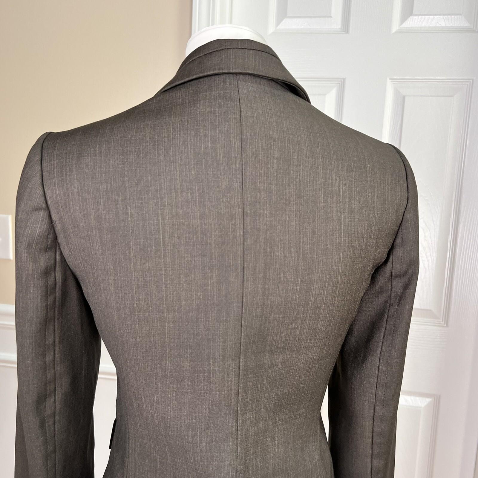 10-4988.jpg Nine West Women Polyester Blazer Size 4 Dark Green Lined Peak Collar 1 Piece