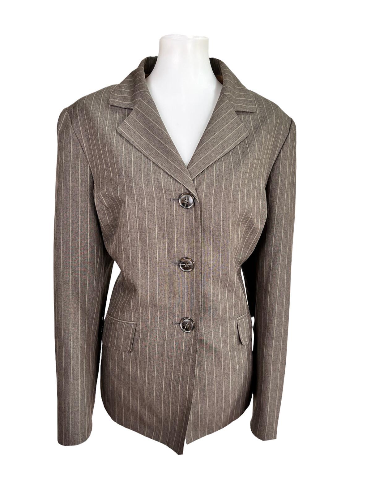Collections For Le Suit Women Polyester Blazer Size 18 Brown Striped 1 PC Lined