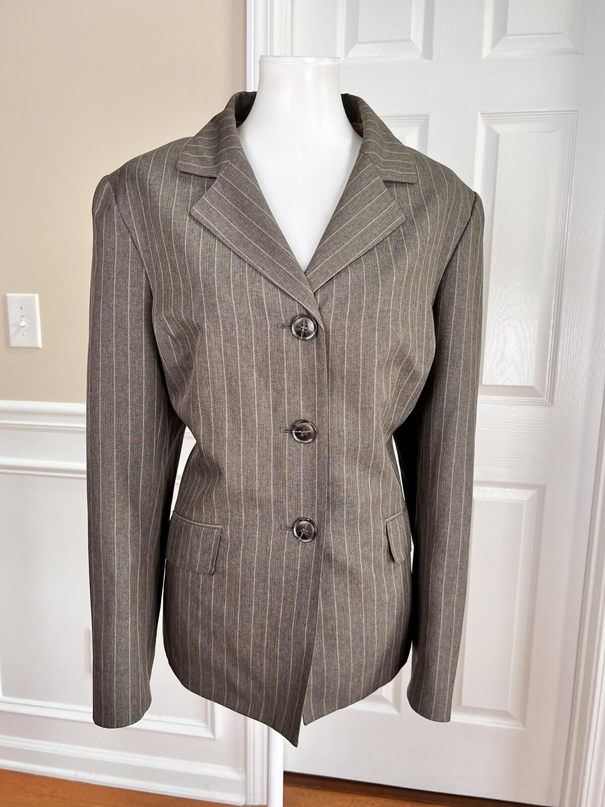 Collections For Le Suit Women Polyester Blazer Size 18 Brown Striped 1 PC Lined