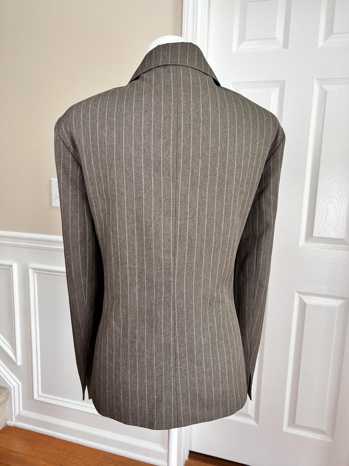 Collections For Le Suit Women Polyester Blazer Size 18 Brown Striped 1 PC Lined