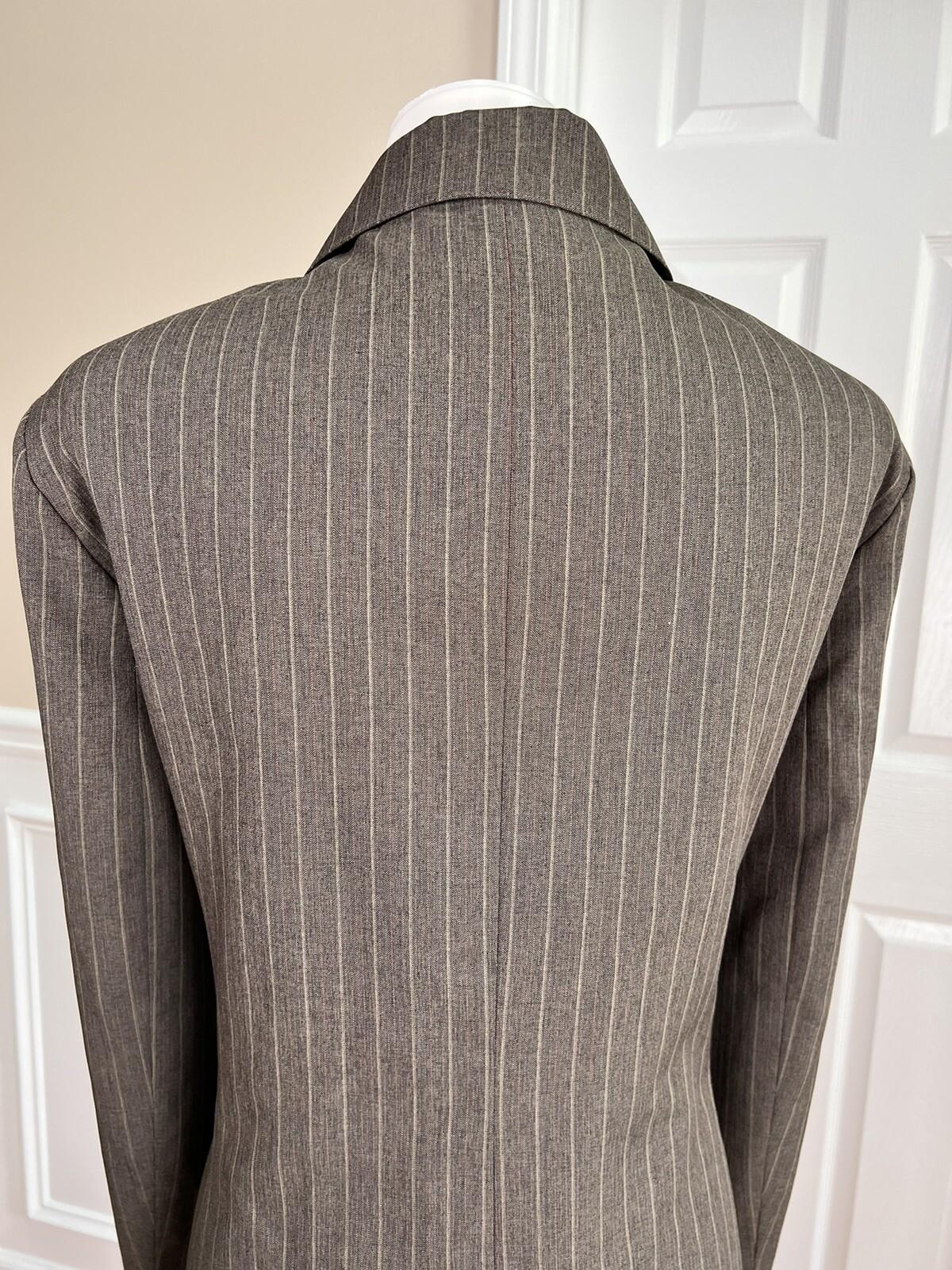 Collections For Le Suit Women Polyester Blazer Size 18 Brown Striped 1 PC Lined