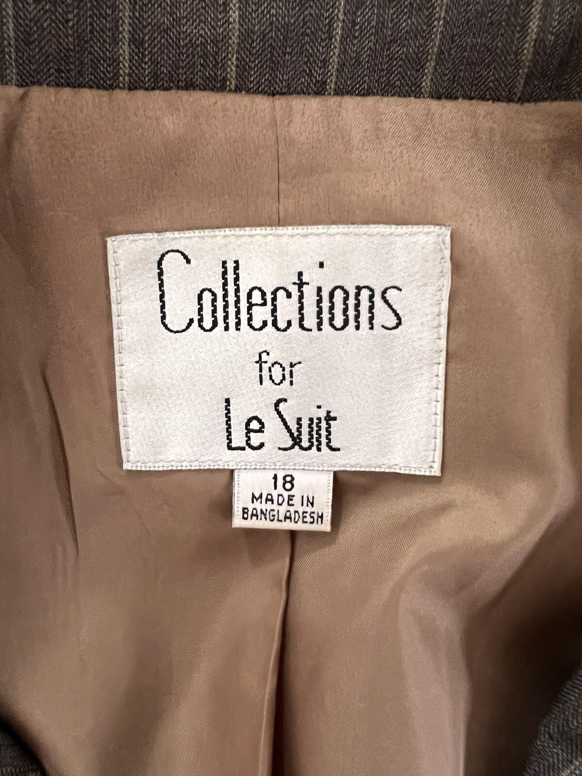 Collections For Le Suit Women Polyester Blazer Size 18 Brown Striped 1 PC Lined