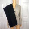 Evan Picone Polyester Pant Suit Size 10 Beige Black 2PC Belted Notch Collar