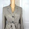Evan Picone Polyester Pant Suit Size 10 Beige Black 2PC Belted Notch Collar