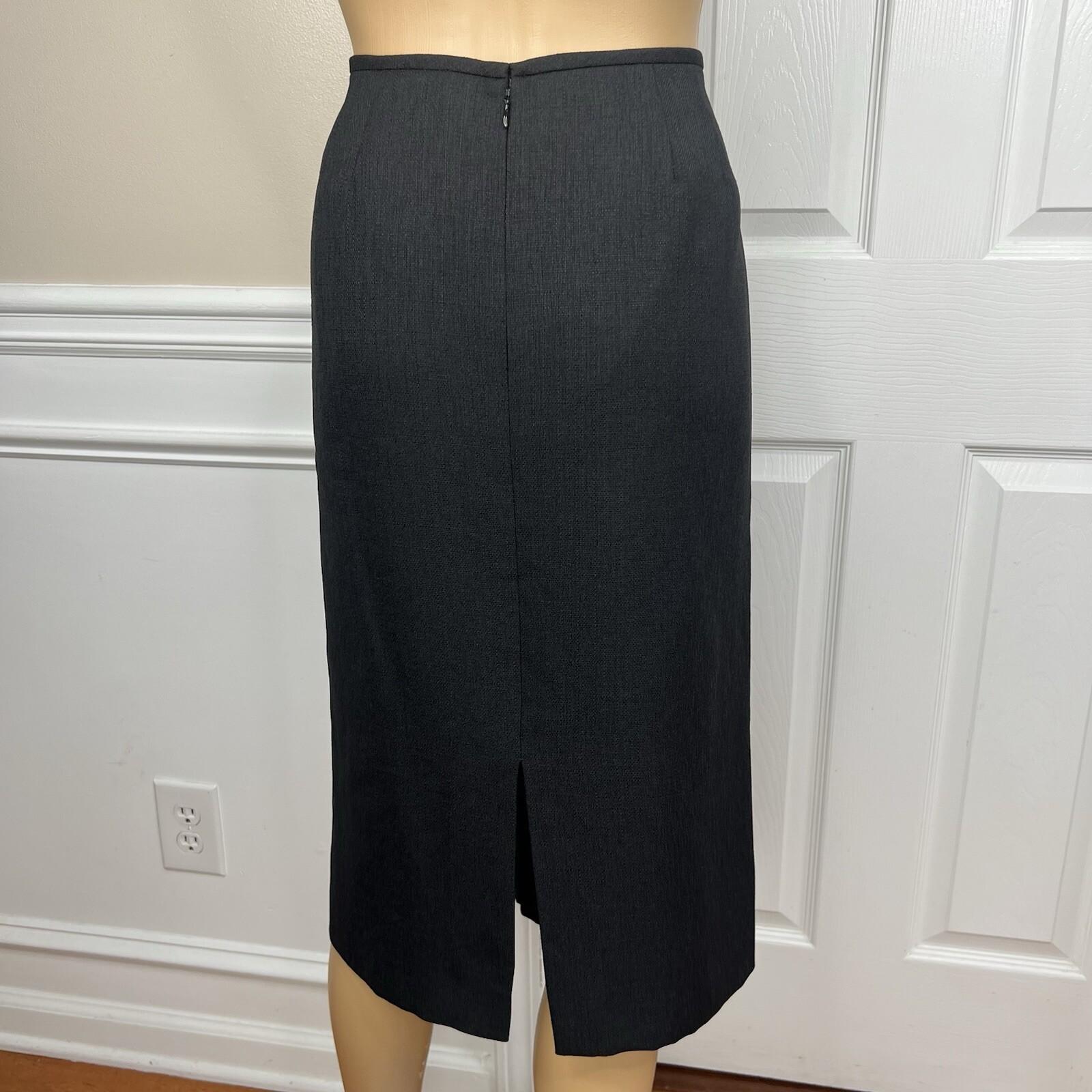 Tahari ASL Polyester Skirt Suit 12 Black Stand Collar Lined Career Cocktail 2PC